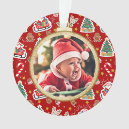 Adorable Baby's First Christmas Ornament Red