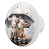 Adorable Babyziegen Keramikknauf (Rechts)