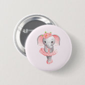 Adorable Ballerina Elephant En Pointe Button (Vorne & Hinten)