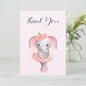 Adorable Ballerina Elephant En Pointe Dankeskarte (Stehend Vorderseite)