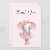 Adorable Ballerina Elephant En Pointe Dankeskarte (Vorne/Hinten)