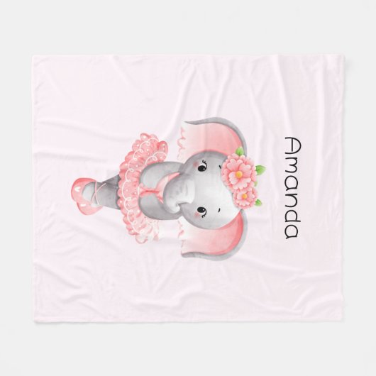 Adorable Ballerina Elephant En Pointe Fleecedecke (Vorderseite (Horizontal))