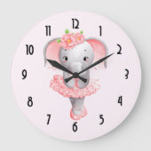 Adorable Ballerina Elephant En Pointe Große Wanduhr (Vorderseite)