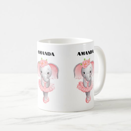 Adorable Ballerina Elephant En Pointe Kaffeetasse (VorderseiteRechts)