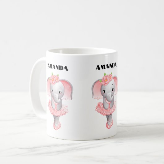 Adorable Ballerina Elephant En Pointe Kaffeetasse (Vorderseite Links)