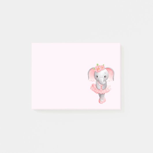 Adorable Ballerina Elephant En Pointe Post-it Klebezettel (Vorderseite)