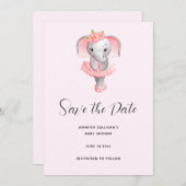 Adorable Ballerina Elephant En Pointe Save The Date (Vorne/Hinten)
