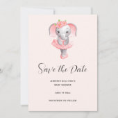 Adorable Ballerina Elephant En Pointe Save The Date (Vorderseite)