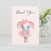 Adorable Ballerina Elephant En Pointe Vielen Dank Dankeskarte (Stehend Vorderseite)