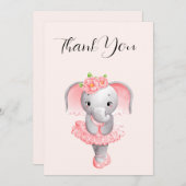 Adorable Ballerina Elephant En Pointe Vielen Dank Dankeskarte (Vorne/Hinten)