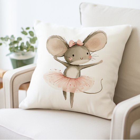 Adorable Ballerina Mouse Pillow, Niedliches Kinder Kissen
