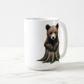 Adorable Bären Cub sitzend auf Baumstumpf Kaffeetasse (VorderseiteRechts)