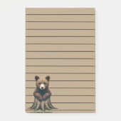 Adorable Bären Cub sitzend auf Baumstumpf Post-it Klebezettel (Vorderseite)