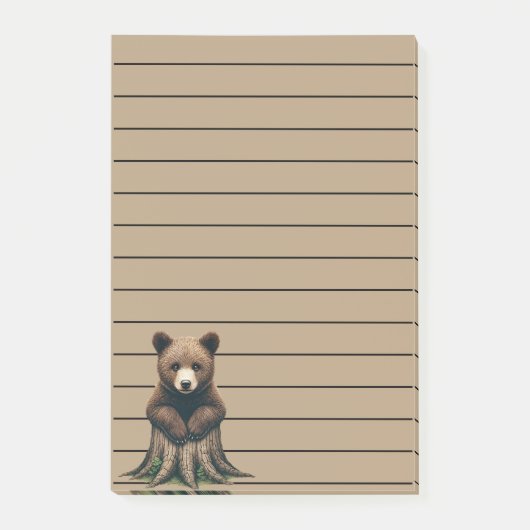 Adorable Bären Cub sitzend auf Baumstumpf Post-it Klebezettel (Vorderseite)