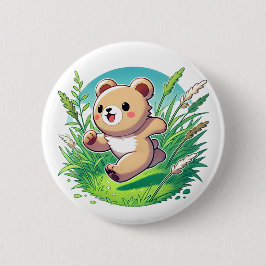 Adorable Bärenkuppel laufen fröhlich Button