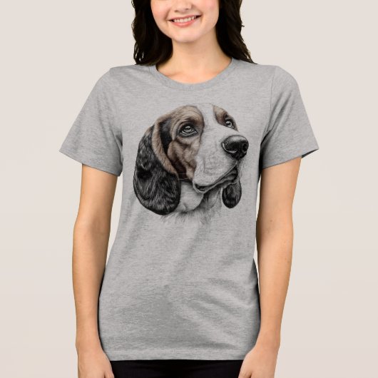 Adorable Basset Hound Sketch Niedlich Hunde Liebha Tri-Blend Shirt (Vorderseite)