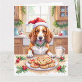 Adorable Basset Hound Sneaking Christmas Cookies Karte (Vorderseite)