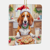 Adorable Basset Hound Sneaking Christmas Cookies Keramikornament (Rechts)