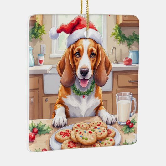 Adorable Basset Hound Sneaking Christmas Cookies Keramikornament (Rechts)