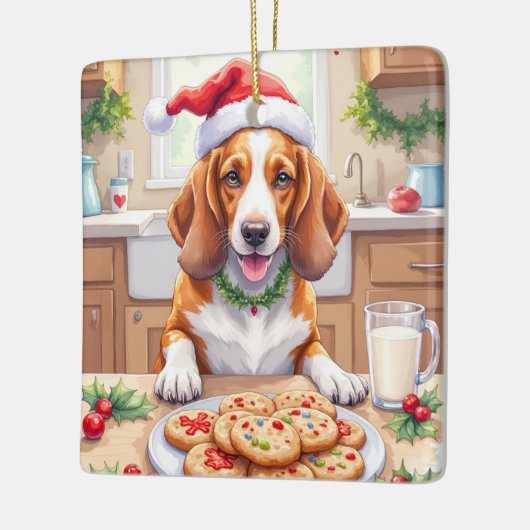 Adorable Basset Hound Sneaking Christmas Cookies Keramikornament (Links)