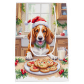 Adorable Basset Hound Sneaking Christmas Cookies Mittlere Geschenktüte (Rückseite)