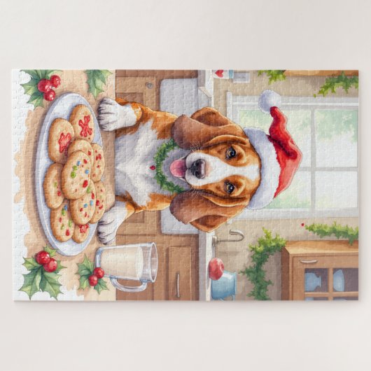 Adorable Basset Hound Sneaking Christmas Cookies Puzzle (Horizontal)