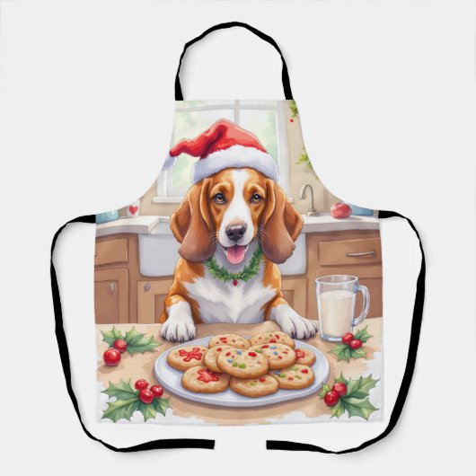 Adorable Basset Hound Sneaking Christmas Cookies Schürze (Vorderseite)