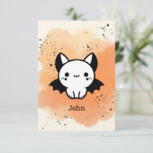 Adorable Bat Buddy - Kawaii Minimalistisches Kinde Dankeskarte (Stehend Vorderseite)