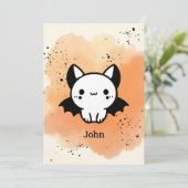 Adorable Bat Buddy - Kawaii Minimalistisches Kinde Einladung (Stehend Vorderseite)