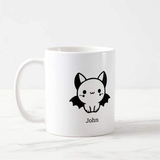 Adorable Bat Buddy - Kawaii Minimalistisches Kinde Kaffeetasse (Links)