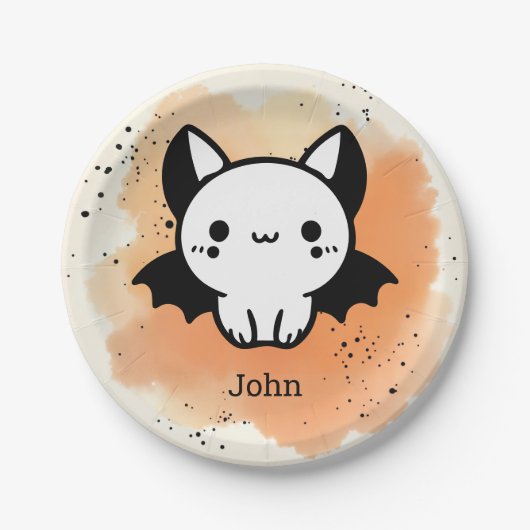 Adorable Bat Buddy - Kawaii Minimalistisches Kinde Pappteller (Vorderseite)