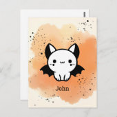 Adorable Bat Buddy - Kawaii Minimalistisches Kinde Postkarte (Vorne/Hinten)