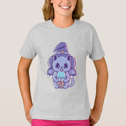 Adorable Bat Hexenkatze T-Shirt (Vorderseite)