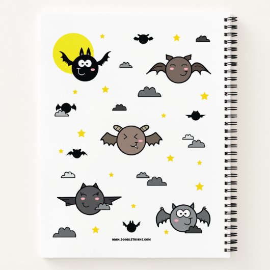 Adorable Bat Illustration Spiral Notebook Notizblock (Rückseite)
