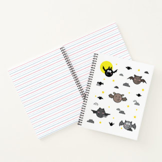 Adorable Bat Illustration Spiral Notebook Notizblock