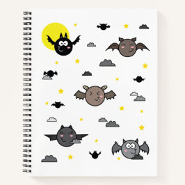 Adorable Bat Illustration Spiral Notebook Notizblock
