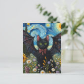 Adorable Bat Kitty auf der Wiese Postkarte (Stehend Vorderseite)
