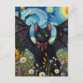 Adorable Bat Kitty auf der Wiese Postkarte (Vorderseite)
