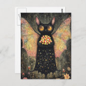 Adorable Bat mit Candy Mais Halloween Postkarte (Vorne/Hinten)