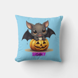 Adorable Bat on Pumpkin Niedlich Halloween Dekor 2 Kissen