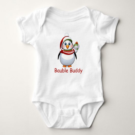 Adorable Bauble Buddy Penguin Weihnachten Baby Strampler (Vorderseite)