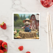 Adorable Bauer Mouse auf Hay Napkin Serviette (Beispiel)