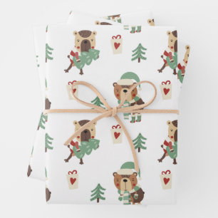 Adorable Bäume   Teddy Bear Christmas Geschenkpapier Set