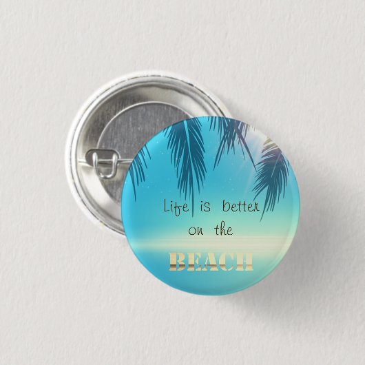 Adorable Beach Palm Blätter Button (Vorne & Hinten)