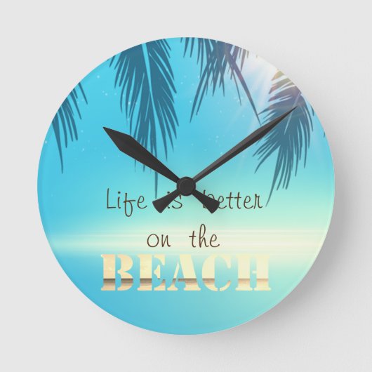 Adorable Beach Palm Blätter  Runde Wanduhr (Vorderseite)