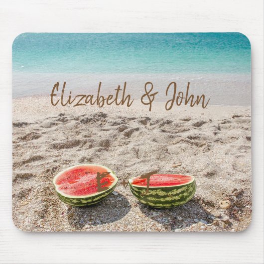 Adorable Beach, Sand, Watermelon - Personalisiert Mousepad (Vorne)