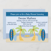 Adorable "Beach/Surfboards" Kinderdusche Einladung (Vorne/Hinten)