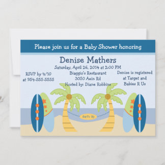 Adorable "Beach/Surfboards" Kinderdusche Einladung