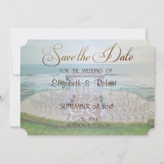 Adorable Beach Wedding, Blumenstrauß Save the Date (Vorderseite)
