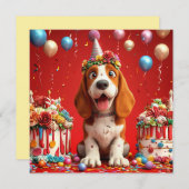 Adorable Beagle Hund feiert Geburtstag Einladung (Vorne/Hinten)